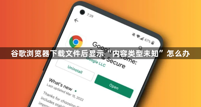 谷歌浏览器下载文件后显示“内容类型未知”怎么办1