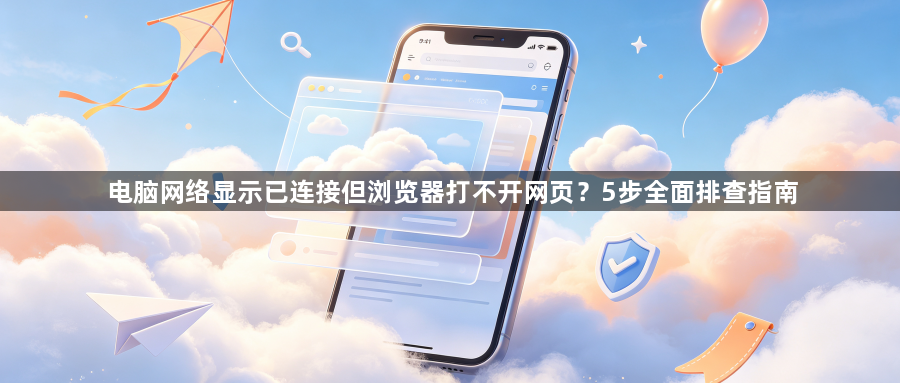 电脑网络显示已连接但浏览器打不开网页?5步全面排查指南1