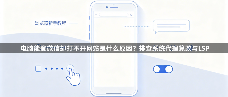 电脑能登微信却打不开网站是什么原因？排查系统代理篡改与LSP1