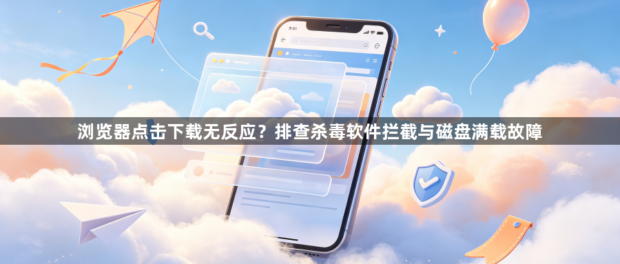 浏览器点击下载无反应？排查杀毒软件拦截与磁盘满载故障1